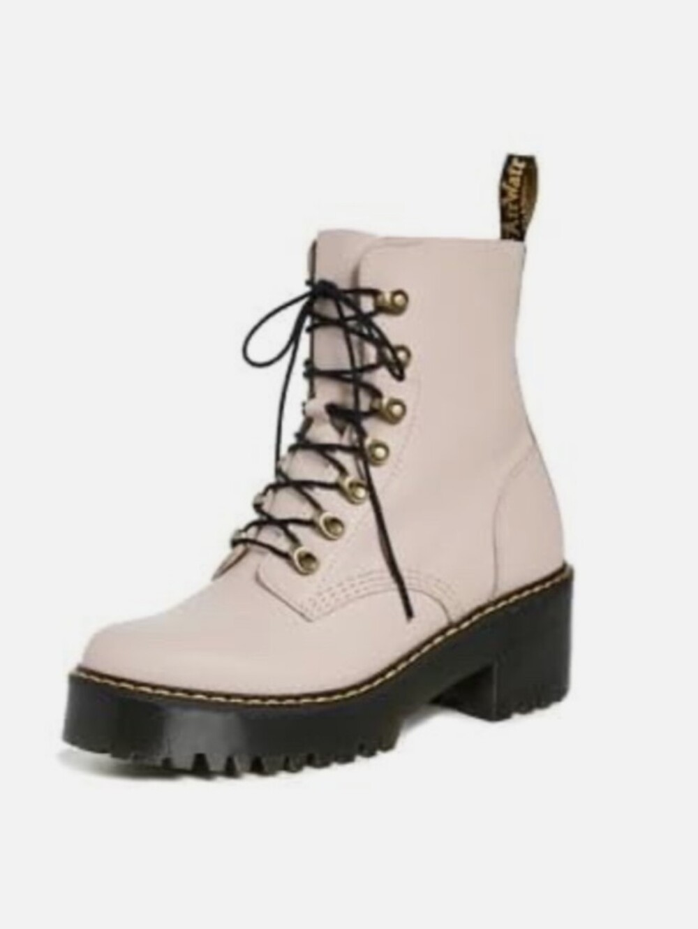 Dr. Martens Leona Combat Boots Offwhite/taupe Leather